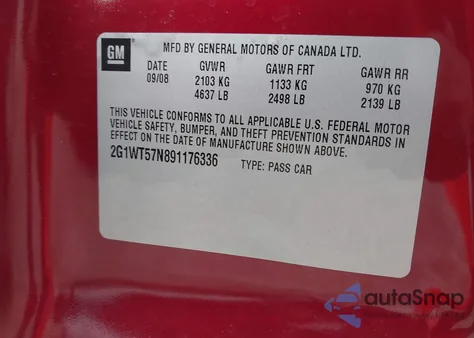 2009 Chevrolet Impala Lt from USA, damaged, VIN 2G1WT57N891176336